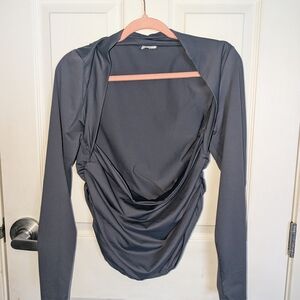 Cotton On Charcoal Draped Long Sleeve Blouse